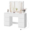 WOLTU Dressing Table w/ Led Lights Mirror 7 Drawers Multi-Socket Makeup Desk