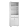 5 Tier Wooden Free Standing Display Cabinet Bookcase Wide Shelves Drawer Storage