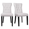 2× PU Leather Padded Dining Chairs Tufted Button Back Wooden Legs Home Office
