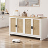 Wooden Sideboard Buffet Storage Cabinet Kitchen Cupboard with 4 Rattan Doors