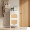 Bonnlo Rattan & Drawer Shoe Cabinet, 2 Bins + 1 Drawer, Adjustable