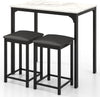 Bar Table Set Marble Effect Top Compact Breakfast Dining Table with Stools Black