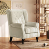 Retro Accent Chair Wingback Armchair with Wood Frame for Living Room Dark Grey