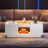 LED Coffee Table With Storage 2 Drawers Living Room Furniture High Gloss White