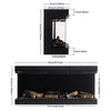 3D Media Wall Inset Electric Fire 3 Sided Panoramic Glass 9/12 LED Flame Colours