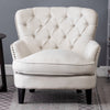 Chesterfield Accent Chairs Buttoned Back Linen Fabric Seats Armchair Single Sofa