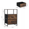 Industrial Rustic Wood Storage Cabinet with Shelves & Fabric Drawers Metal Legs