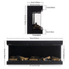 3D Media Wall Inset Electric Fire 3 Sided Panoramic Glass 9/12 LED Flame Colours