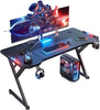 Gaming Desk LED RGB Computer Table Workstation w/ Cup Holder & Headphone Hook