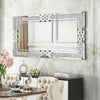 Full Length Crushed Diamond Wall Mirror Crystal Glass Silver Rectangle Dressing