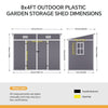 16x8 12x8 8x8FT Plastic Garden Tool Storage Shed Outdoor Lockable Bike Bin House