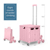 FOLDING SHOPPING CART PLASTIC CRATE TROLLEY STORAGE BOX WHEELS BOOT WITH LID 45L