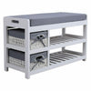 Hallway Bench Shoe Rack Entrance Storage Ottoman Cabinet Wicker Drawers Baskets