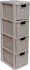 4 Tier Drawer Medium Rattan Effect Storage Unit Drawers Office Organizer Tower
