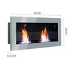 90-140cm Bio Ethanol Fireplace Grey Wall/Insert Biofire Fire Burner +Accessories