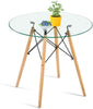 80cm Round Dining Table and 4 Tulip Chairs Set Padded Seat Kitchen Cafe Lounge