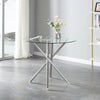 Round Glass Home Kitchen Table with Stainless Steel Metal Legs Dining Table