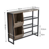 Industrial Shoe Bench Vintage Hallway Rustic Metal Wood Storage Tier Shelf Rack