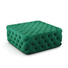 Vintage Green Velvet Buttoned Footstool Chesterfield Button Design Square Stool