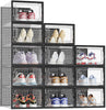 12 x Stackable Foldable Boxes Trainers Organiser Clear Plastic Shoe Storage Box