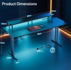 Gaming Desk with LED Lights & Power Outlet, Computer Desk with Monitor Stand