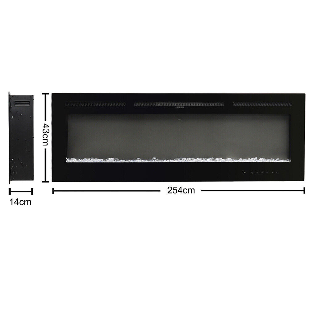 Electric Heater 40-100in LED Fireplace Media Wall Fire Insert/ Wall Mount/ Stand
