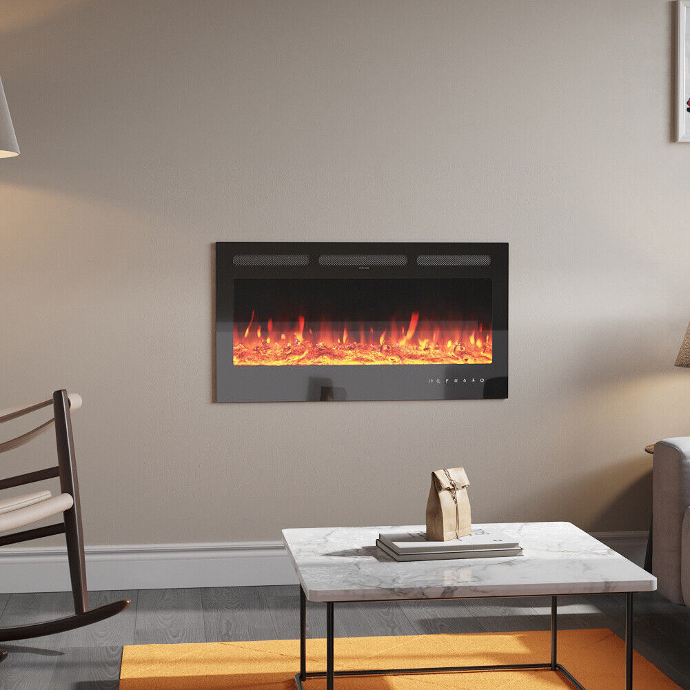 LED Fireplace Media Wall Fire Wall Mounted / Standing Electric Heater 40-100in