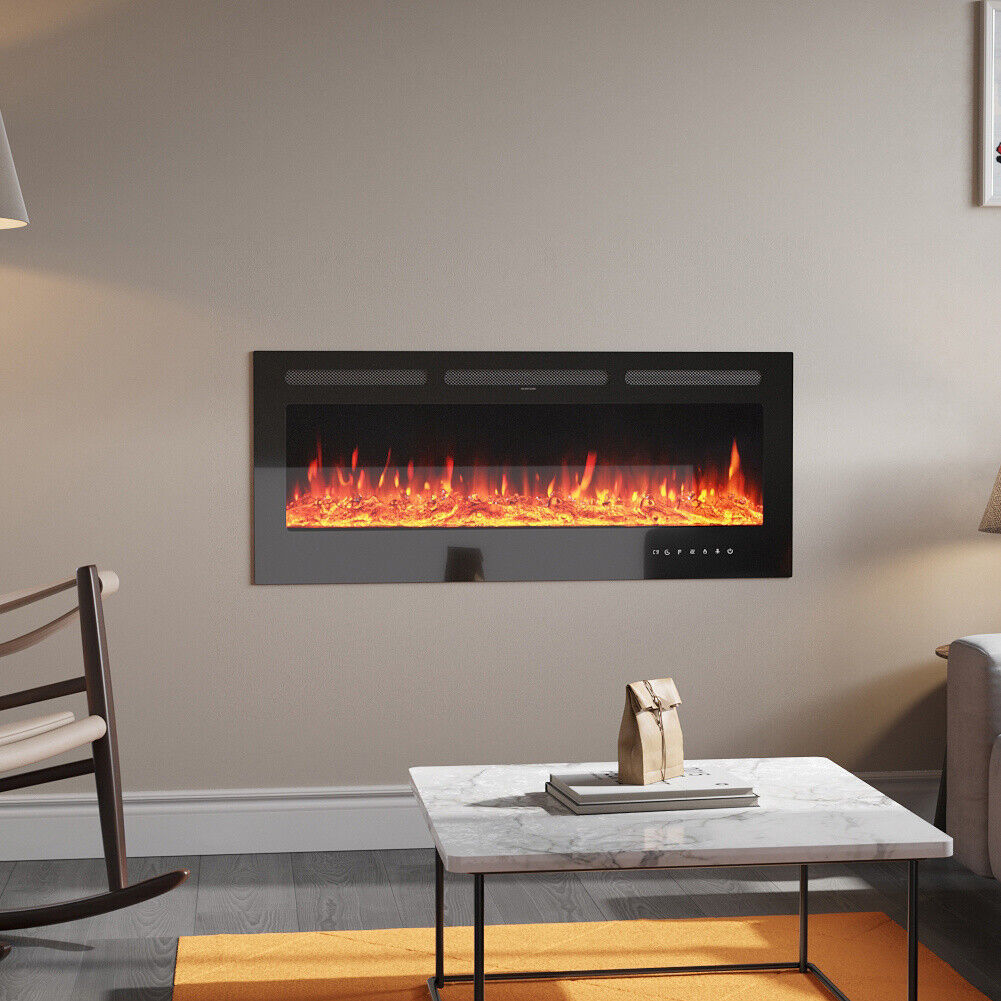 LED Fireplace Media Wall Fire Wall Mounted / Standing Electric Heater 40-100in