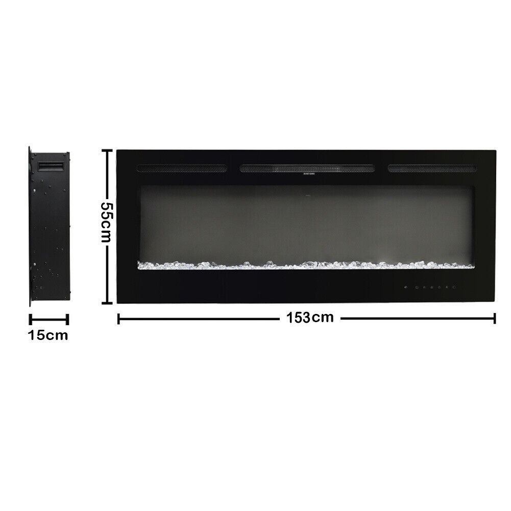 Electric Heater 40-100in LED Fireplace Media Wall Fire Insert/ Wall Mount/ Stand