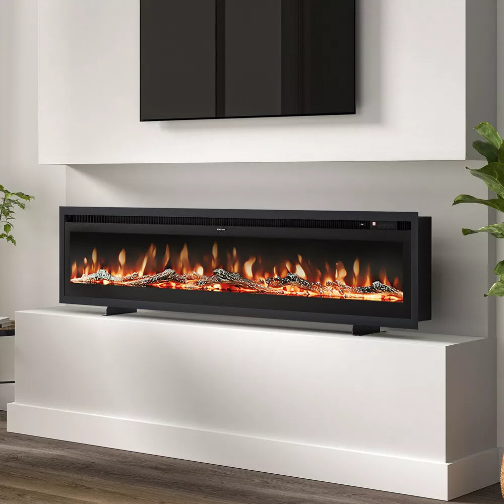LED Fireplace Media Wall Fire Wall Mounted / Standing Electric Heater 40-100in