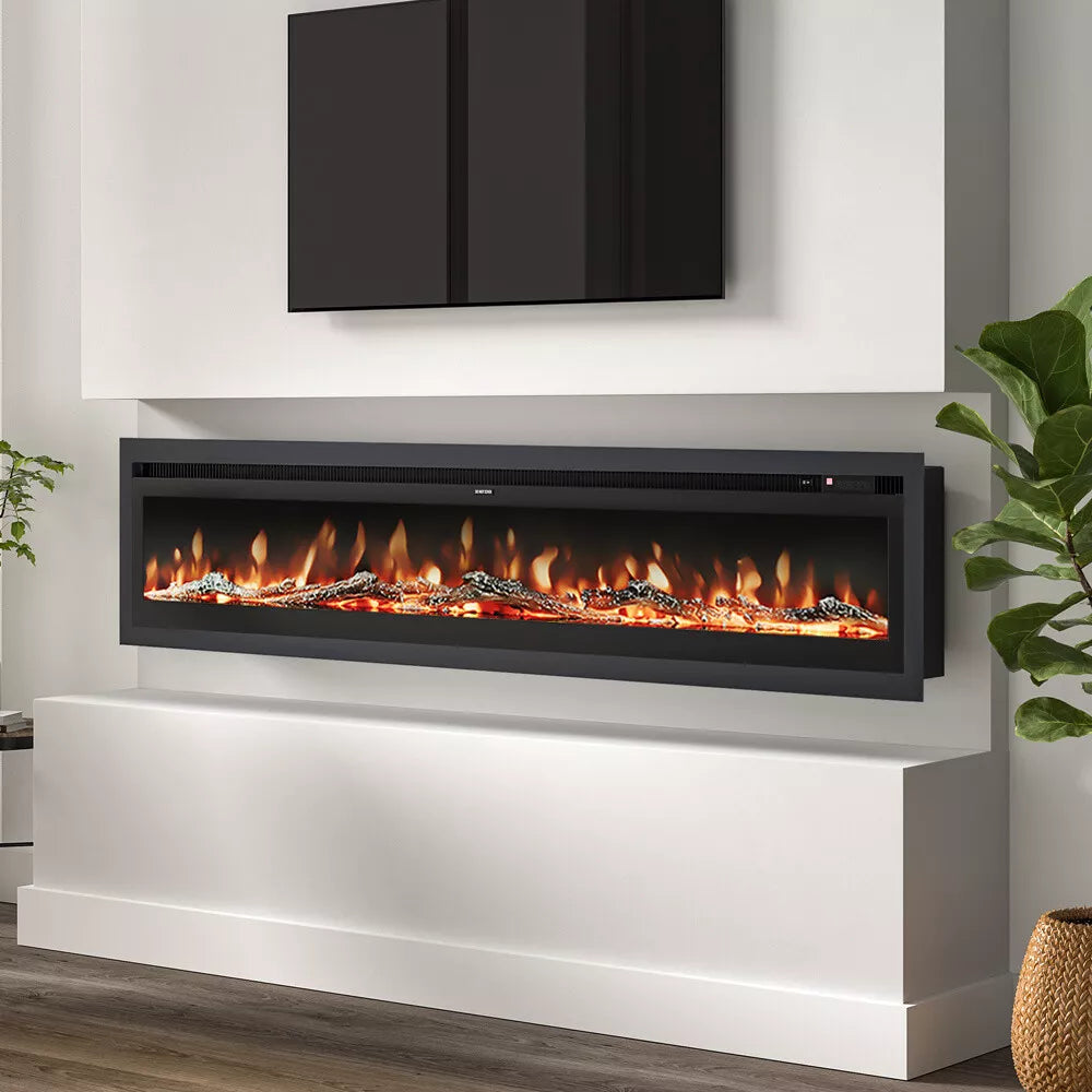 LED Fireplace Media Wall Fire Wall Mounted / Standing Electric Heater 40-100in
