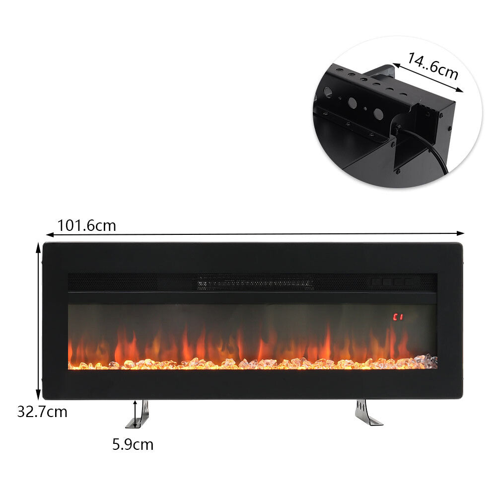LED Fireplace Media Wall Fire Wall Mounted / Standing Electric Heater 40-100in