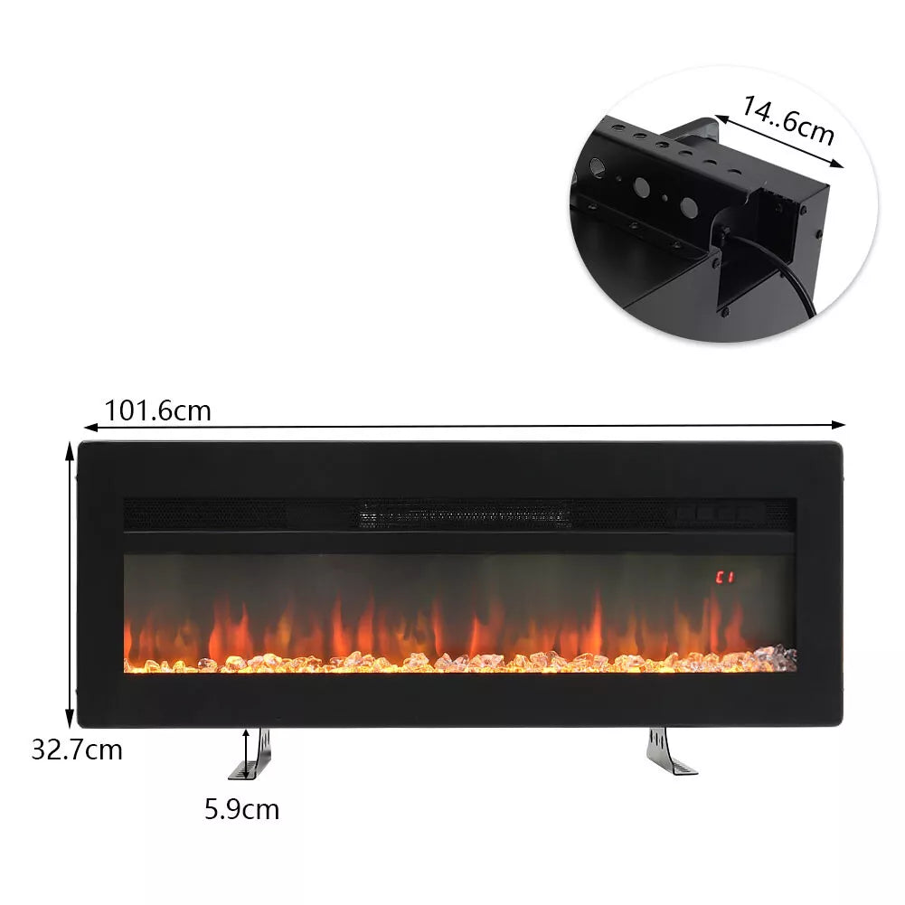 LED Fireplace Media Wall Fire Wall Mounted / Standing Electric Heater 40-100in
