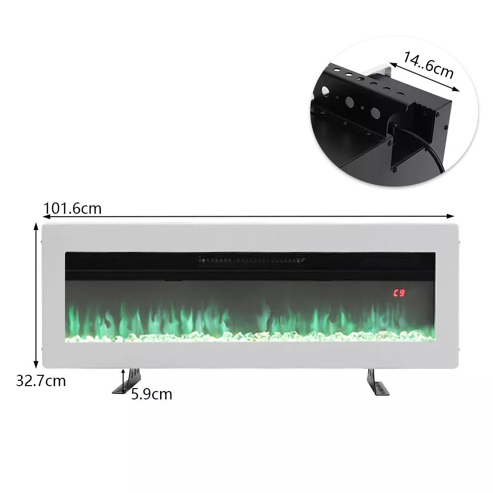 LED Fireplace Media Wall Fire Wall Mounted / Standing Electric Heater 40-100in