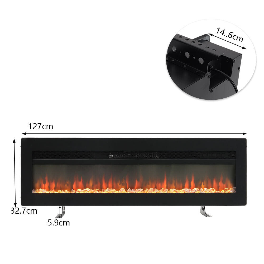 Electric Heater 40-100in LED Fireplace Media Wall Fire Insert/ Wall Mount/ Stand