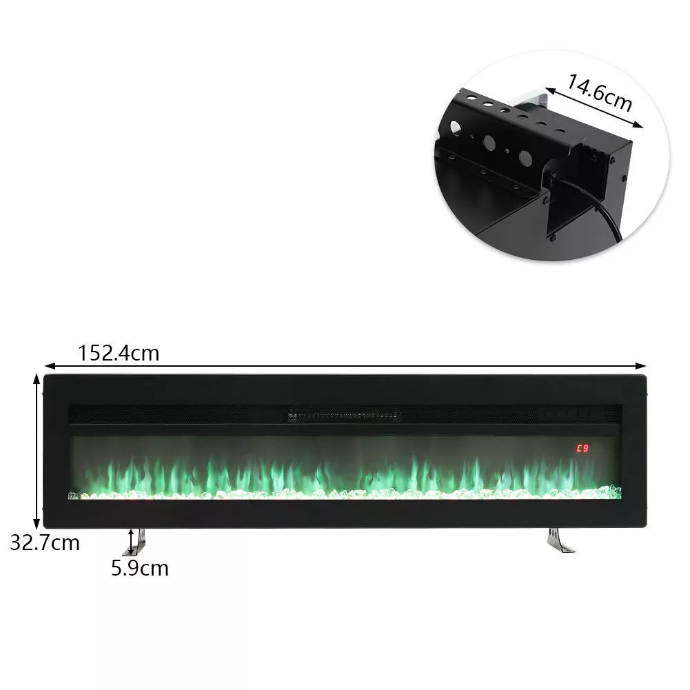Electric Fireplace Media LED Wall Fire Wall Mounted / Standing Heater 40-100in