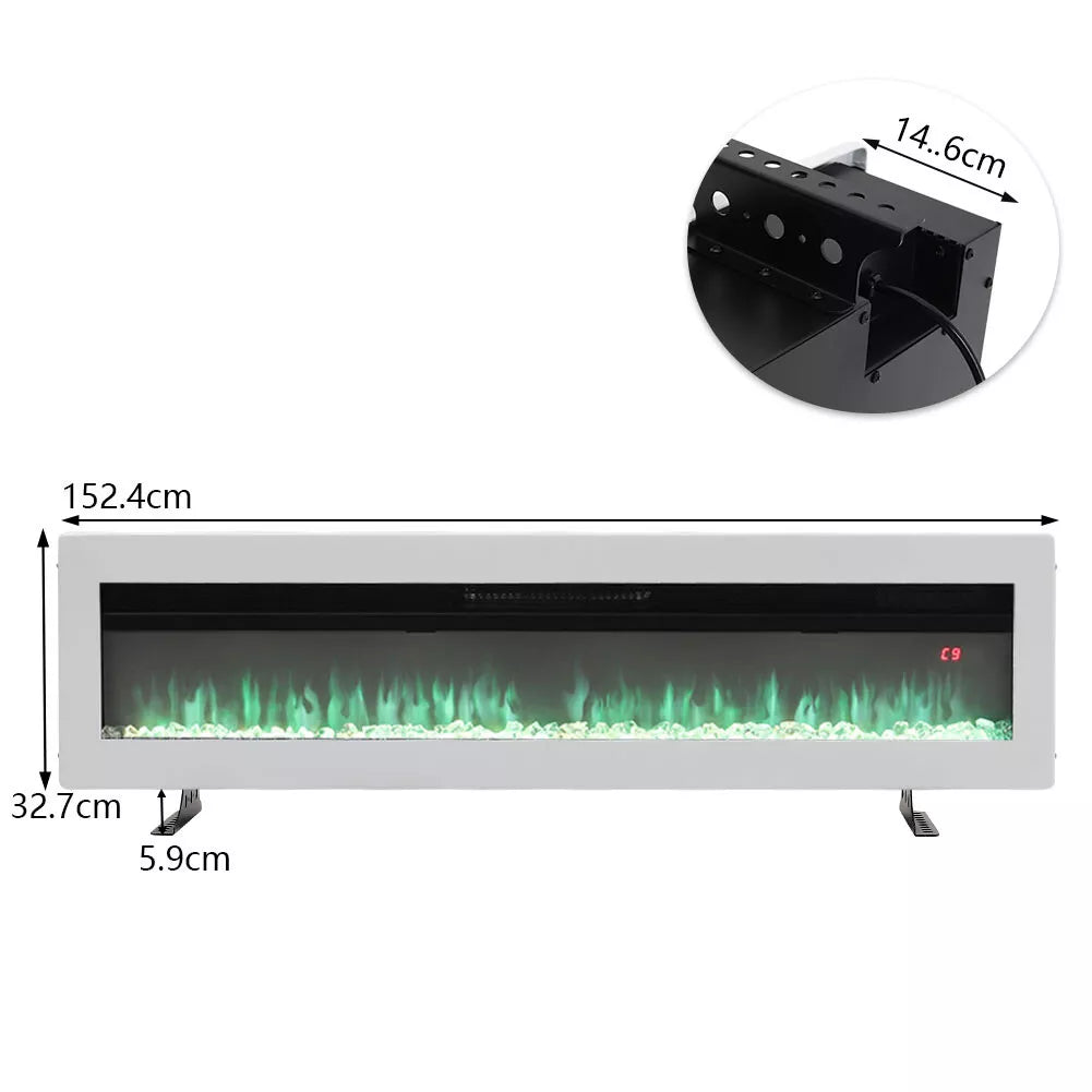 Electric Fireplace Media LED Wall Fire Wall Mounted / Standing Heater 40-100in
