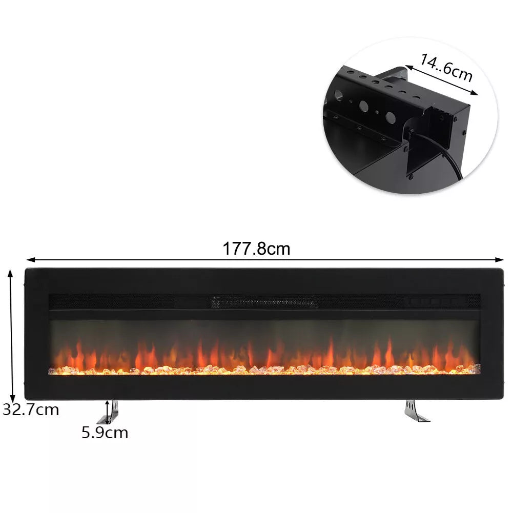 Electric Fireplace Media LED Wall Fire Wall Mounted / Standing Heater 40-100in
