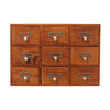 Vintage Wooden Trinket Box Chest of 9 Drawers Desk Organizer Storage Cabinet