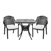 3Pcs Black Cast Aluminium Square Garden Table and Chairs Outdoor Dining Set UK