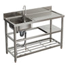 Catering Sink Stainless Steel Bowls Commercial Kitchen Right/Left Hand Drainer