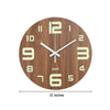 12" Luminous Wall Clock Silent Wooden Design Night Light for Living Room Bedroom