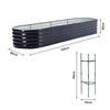 Galvanised Raised Garden Bed Metal Planter Box w/Open Bottom, Grey/Green/Sliver