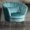 Retro Lotus Armchair Upholstered Chair Break Sofa Velvet Fabric Gilded Metal Leg