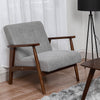 Vintage Upholstered Fabric Armchair with Button Lounge Chair Solid Wooden Frame