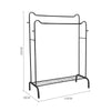 Rolling Double Clothes Rail Hanging Rack Garment DisplayStand Shoe Storage Shelf