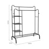 Rolling Double Clothes Rail Hanging Rack Garment DisplayStand Shoe Storage Shelf