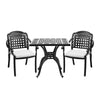 3Pcs Black Cast Aluminium Square Garden Table and Chairs Outdoor Dining Set UK