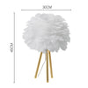 Elegant Fluffy White Feather Table Lamp Nightstand LED Lights Decor Night Light