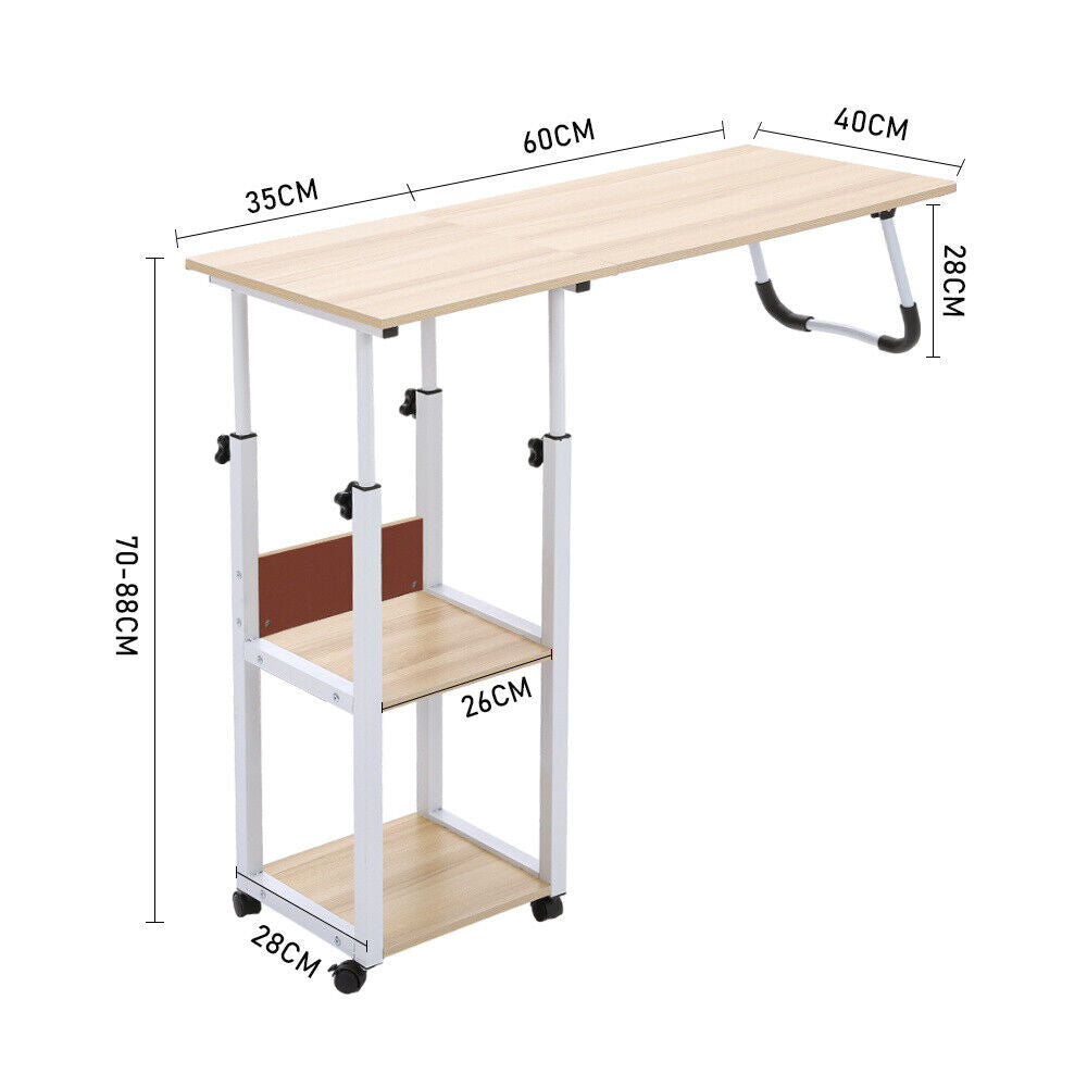 Over Bed Table Storage Shelf Aid Hospital Height Adjustable Laptop Tray Trolley